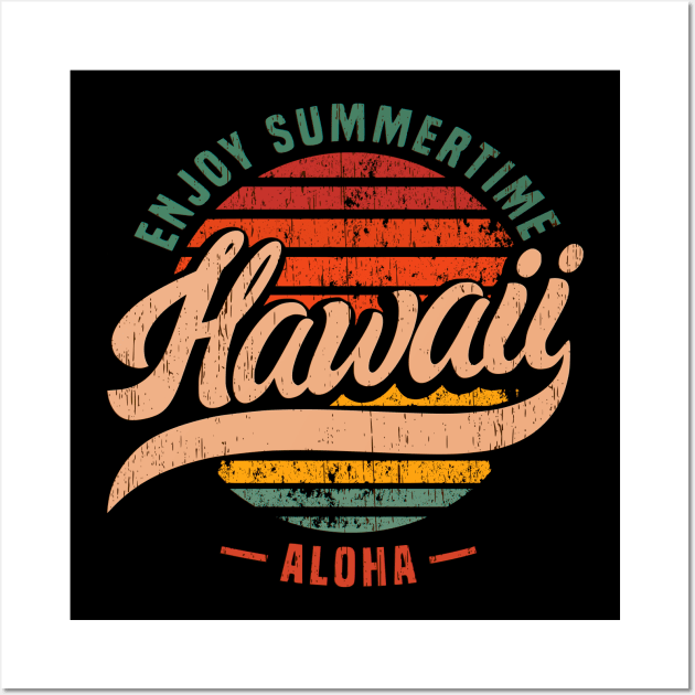 Hawaii vintage sun lettering aloha Wall Art by SpaceWiz95